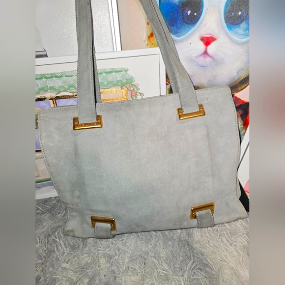 Celine Beautiful Suede Gray & Gold Shoulder Tote ✨️ (EUC)(SEE PICS) - Picture 2 of 9